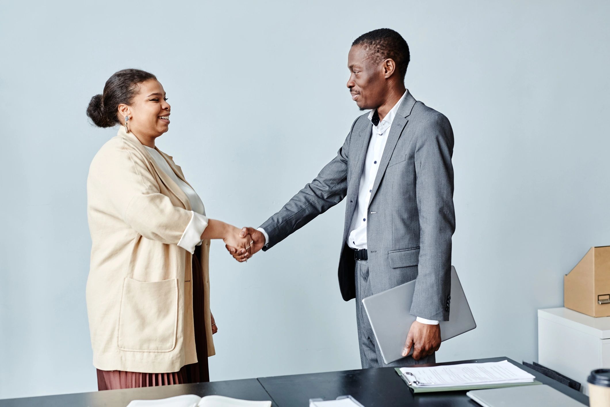 Two Business People Greeting Minimal